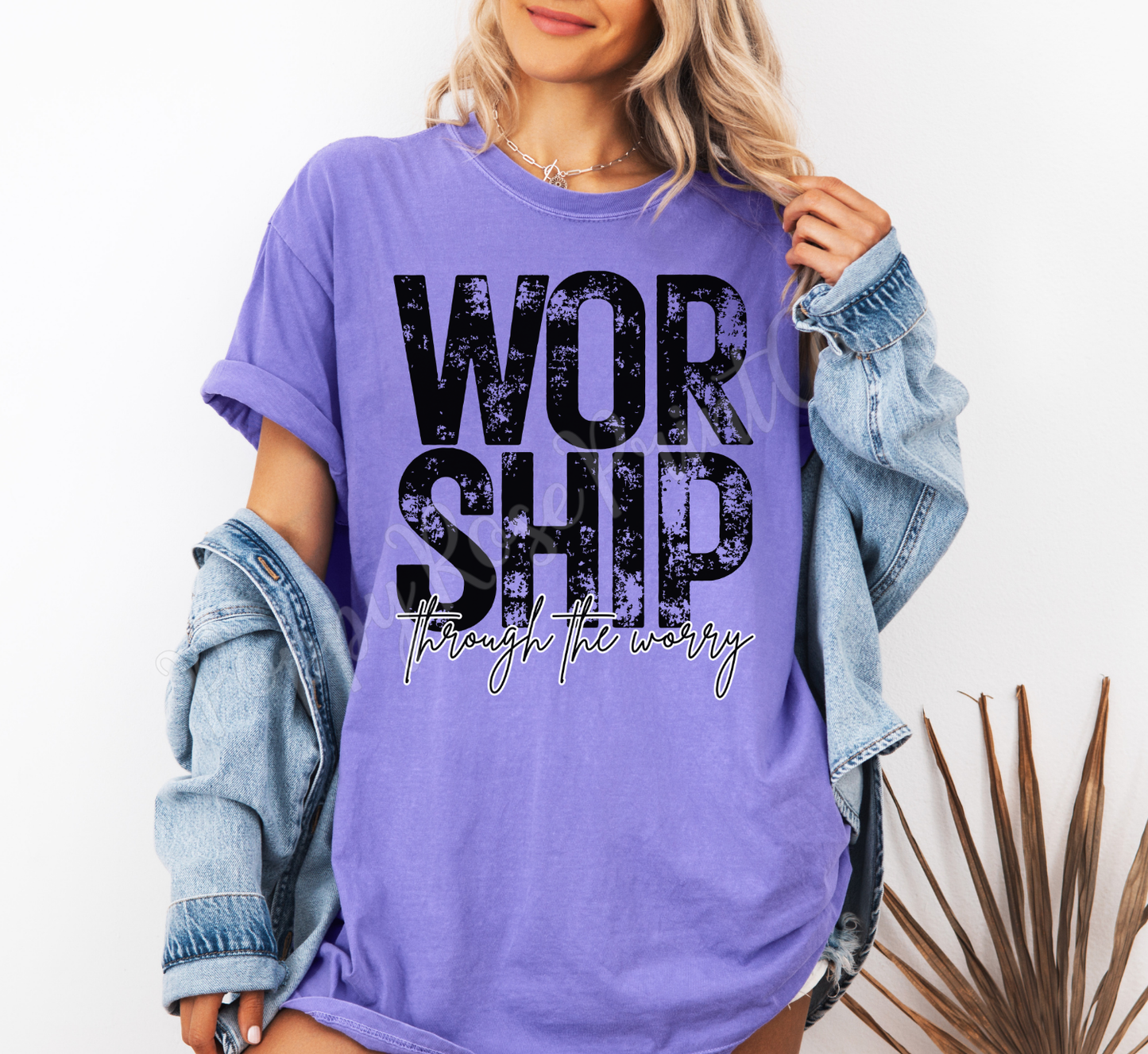 Worship through the Worry Comfort Colors Shirt