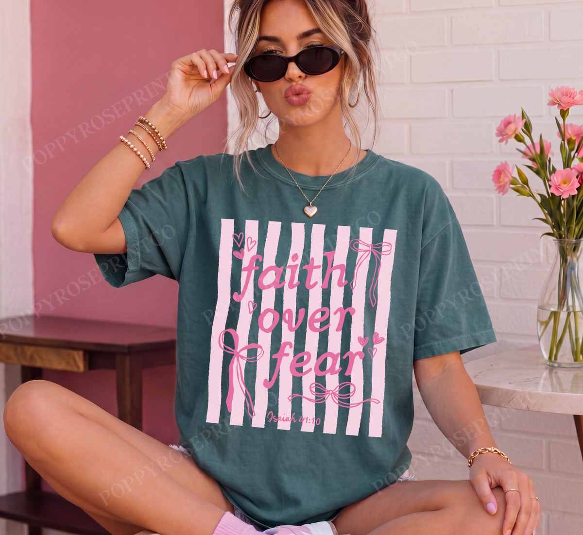 Coquette Faith Over Fear Comfort Colors Shirt