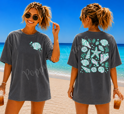 Mint Seashells Front & Back Comfort Colors Shirt