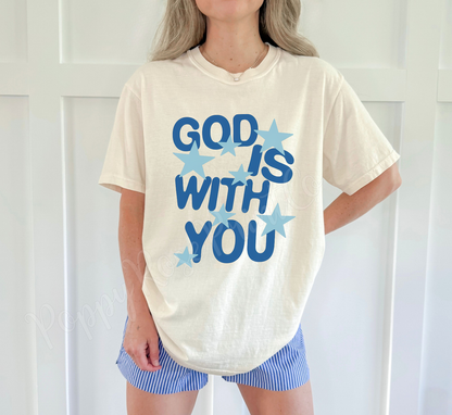 God is With You - Blue Stars Comfort Colors Shirt