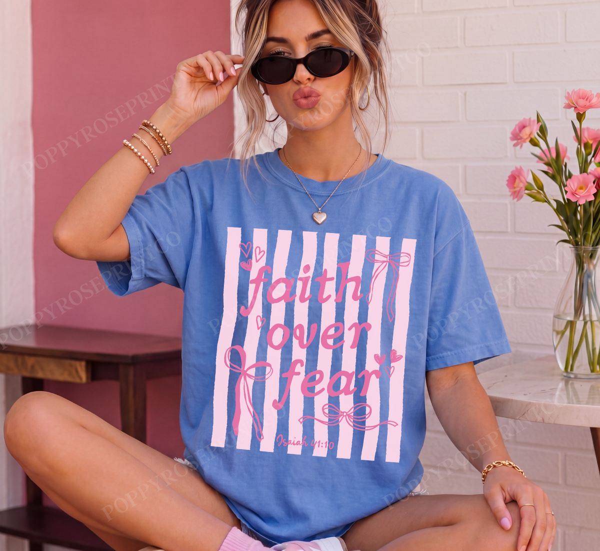 Coquette Faith Over Fear Comfort Colors Shirt
