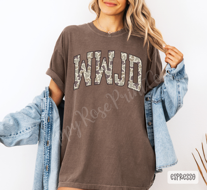 Camo WWJD Comfort Colors Shirt