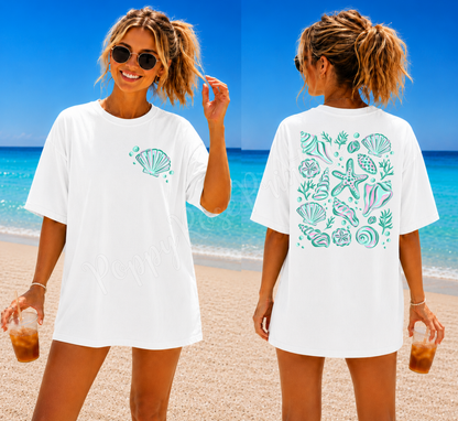 Mint Seashells Front & Back Comfort Colors Shirt