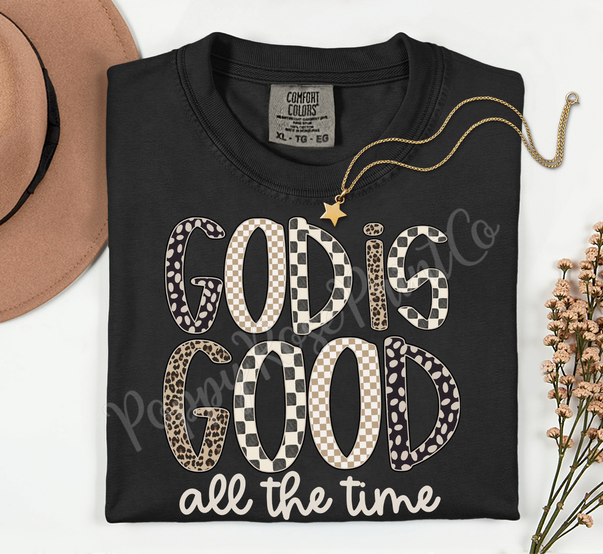 Checkered God is Good Comfort Colors Shirt