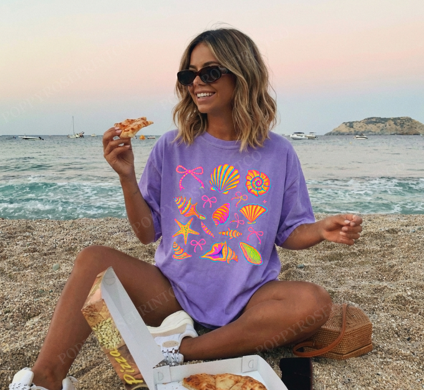 Neon Seashells Comfort Colors Shirt