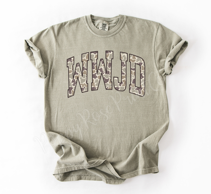 Camo WWJD Comfort Colors Shirt