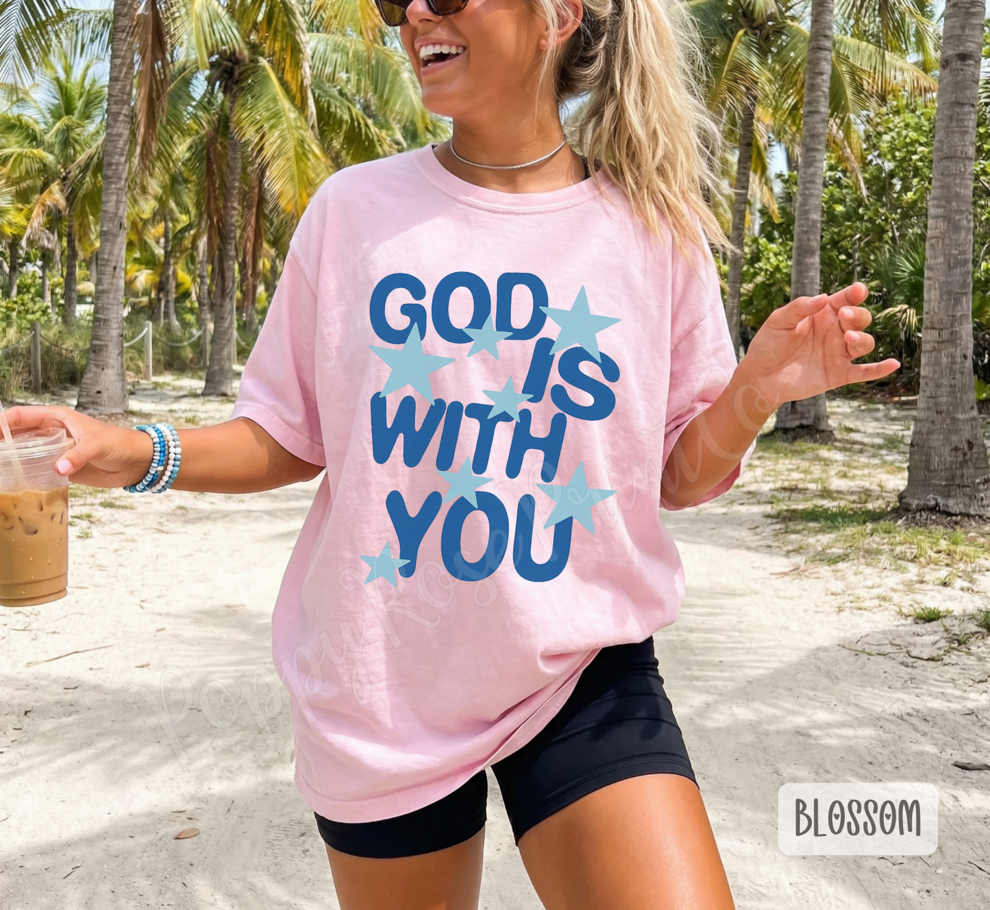 God is With You - Blue Stars Comfort Colors Shirt