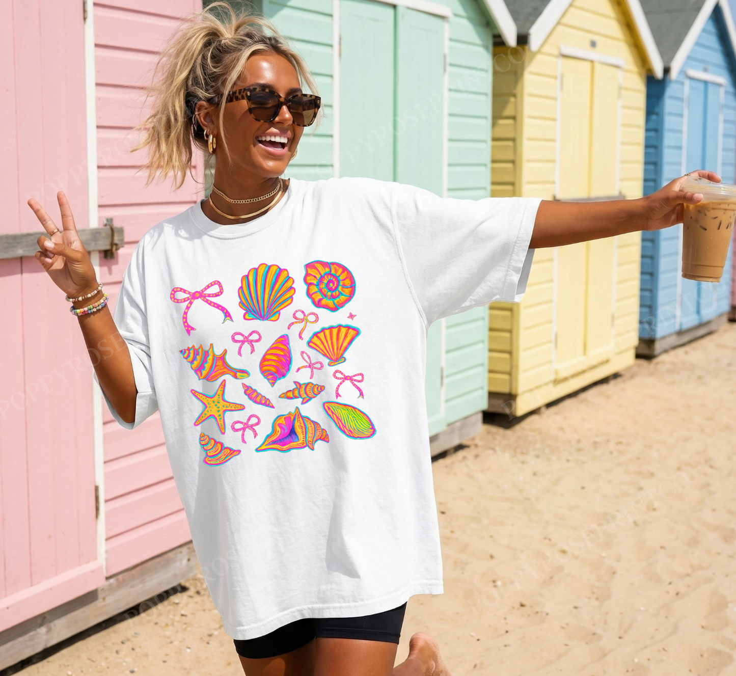 Neon Seashells Comfort Colors Shirt