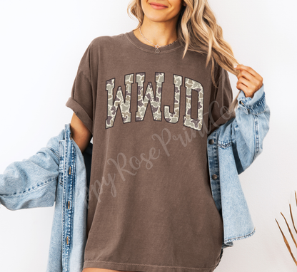 Camo WWJD Comfort Colors Shirt