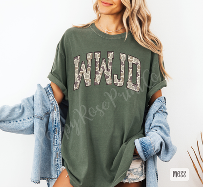 Camo WWJD Comfort Colors Shirt