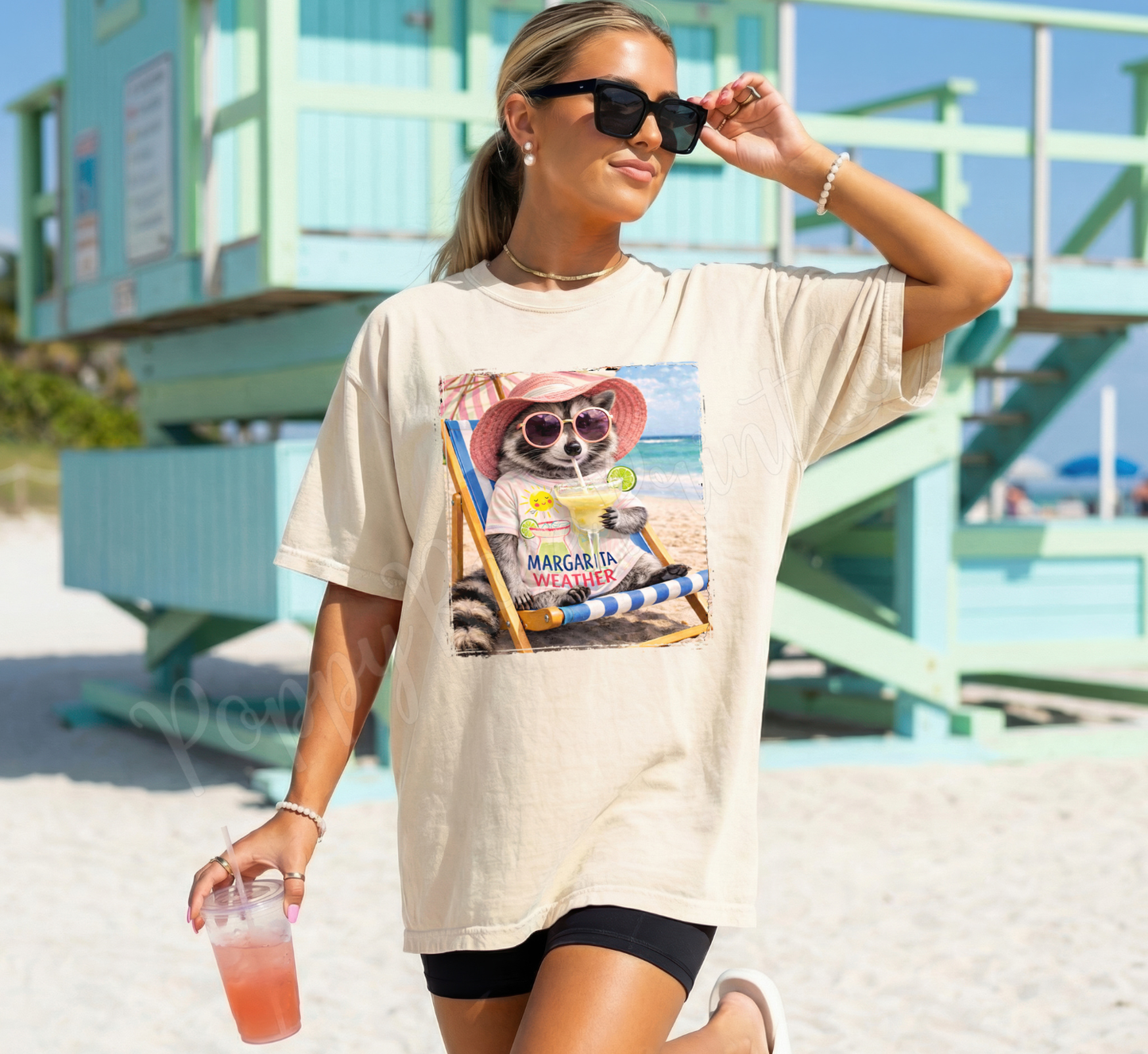Margarita Weather Raccoon Comfort Colors Shirt