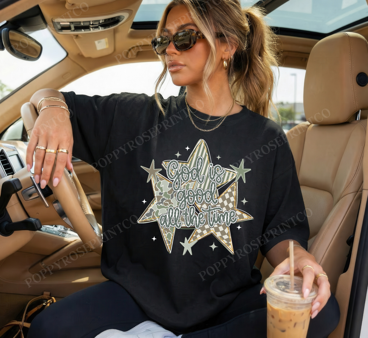 Camo God is God Stars Comfort Colors Shirt