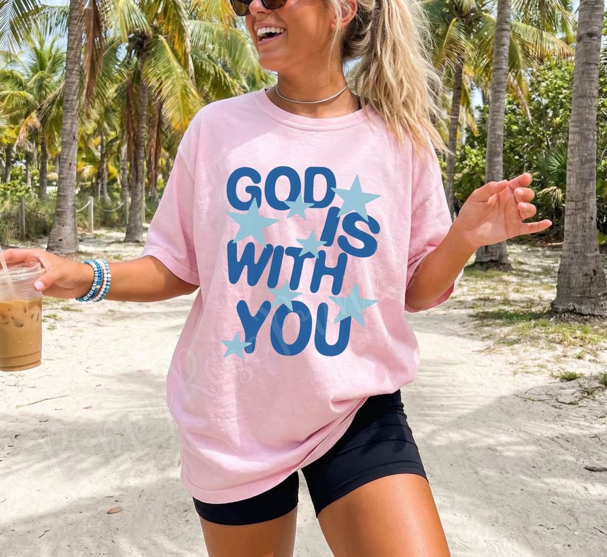 God is With You - Blue Stars Comfort Colors Shirt