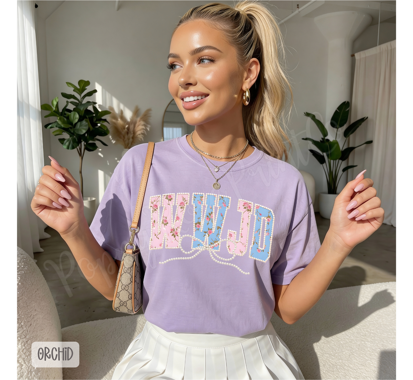 Faux Pearl WWJD Comfort Colors Shirt