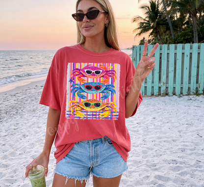 Preppy Striped Crab Shirt Comfort Colors