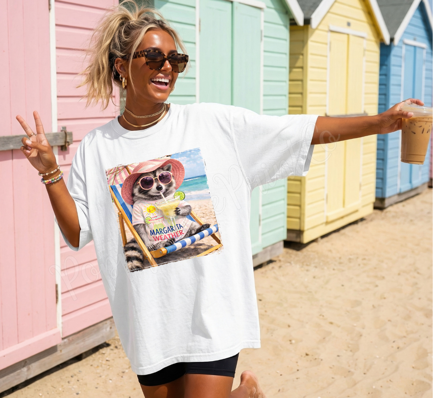 Margarita Weather Raccoon Comfort Colors Shirt