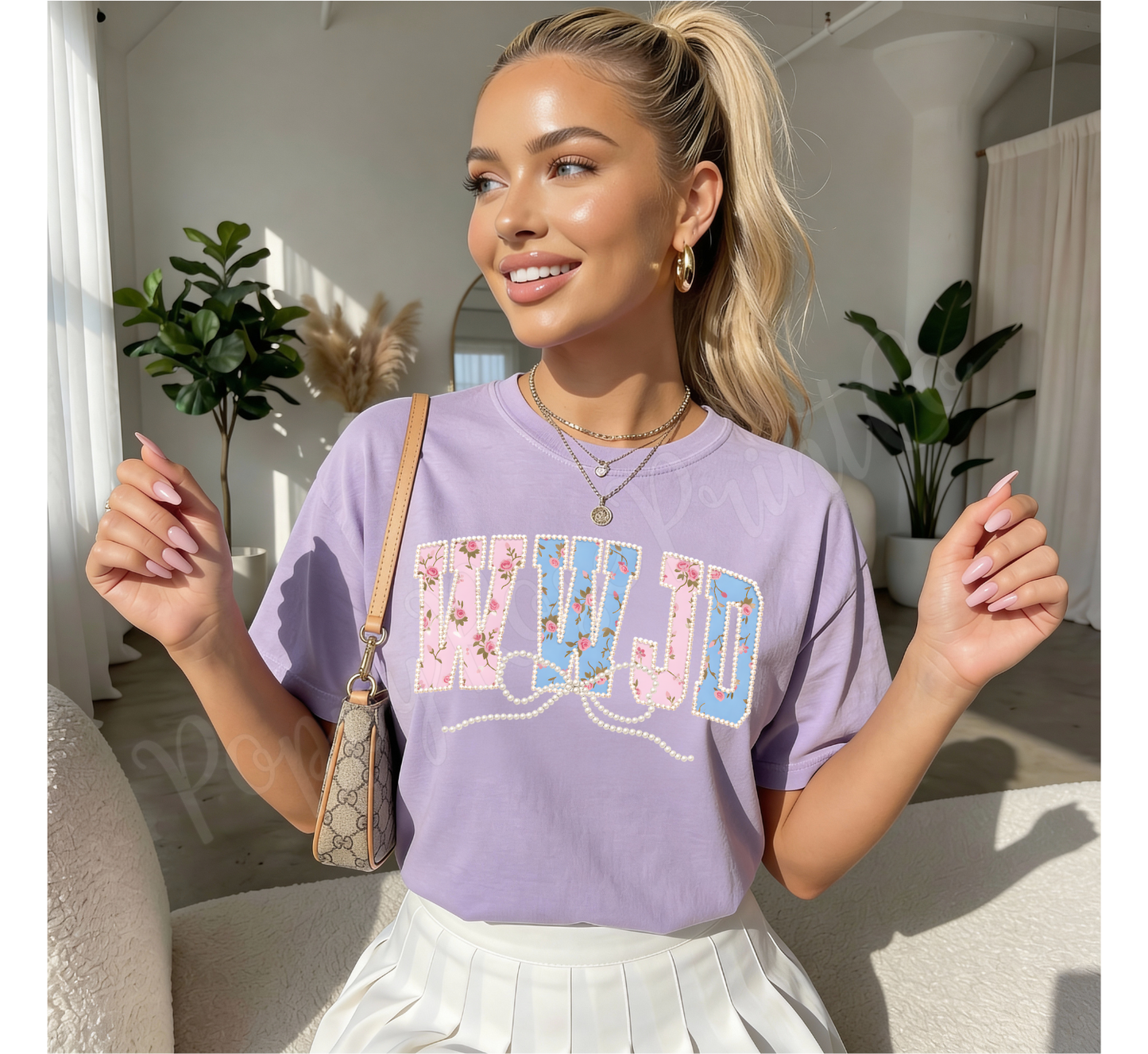Faux Pearl WWJD Comfort Colors Shirt
