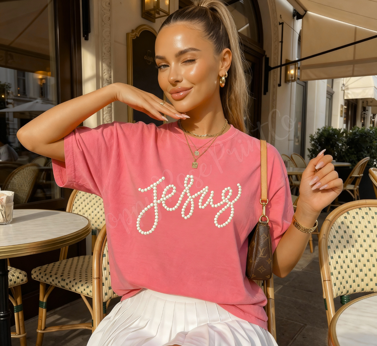 Faux Pearl Jesus Comfort Colors Shirt