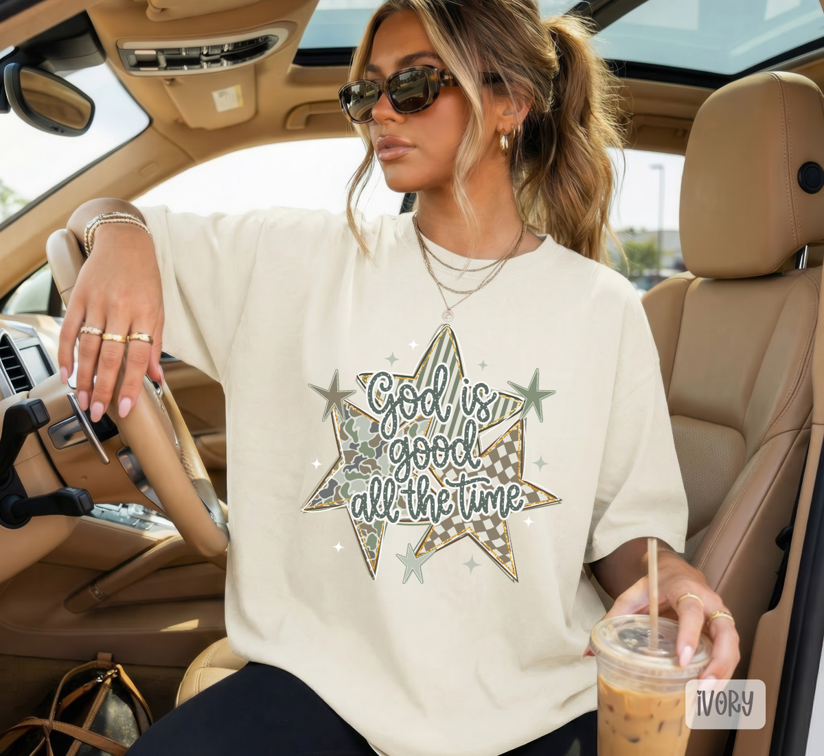 Camo God is God Stars Comfort Colors Shirt