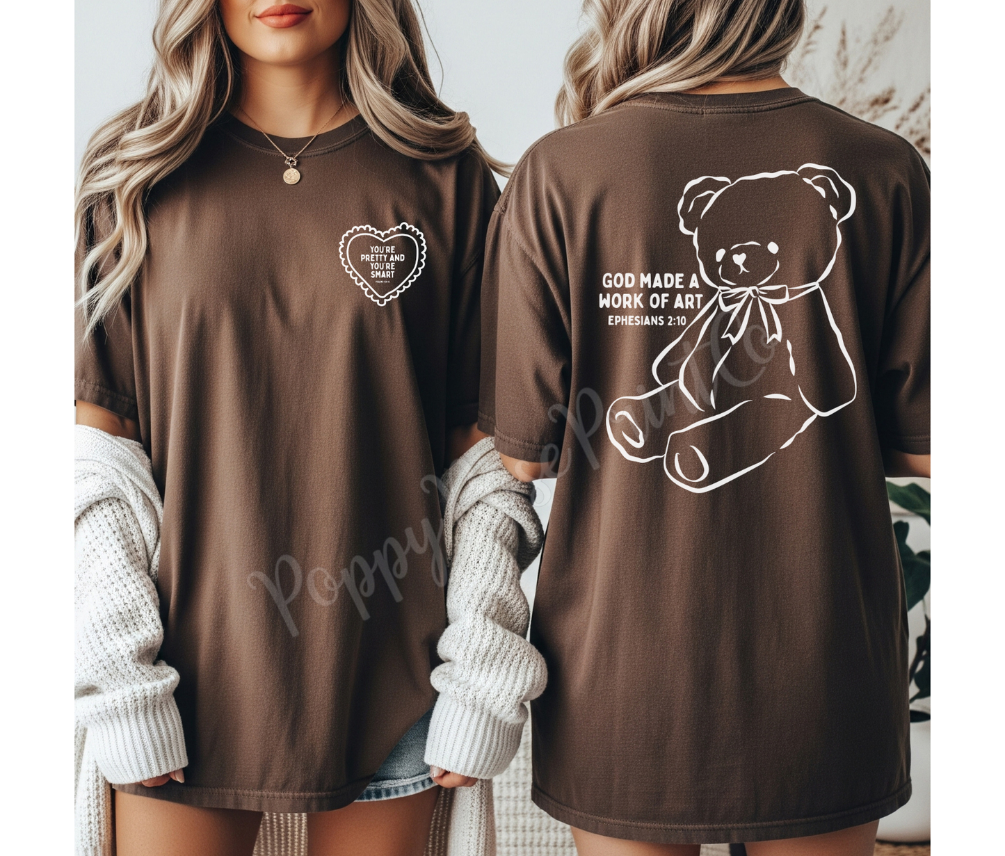 You're Pretty and Smart Bear Front & Back Shirt Comfort Colors