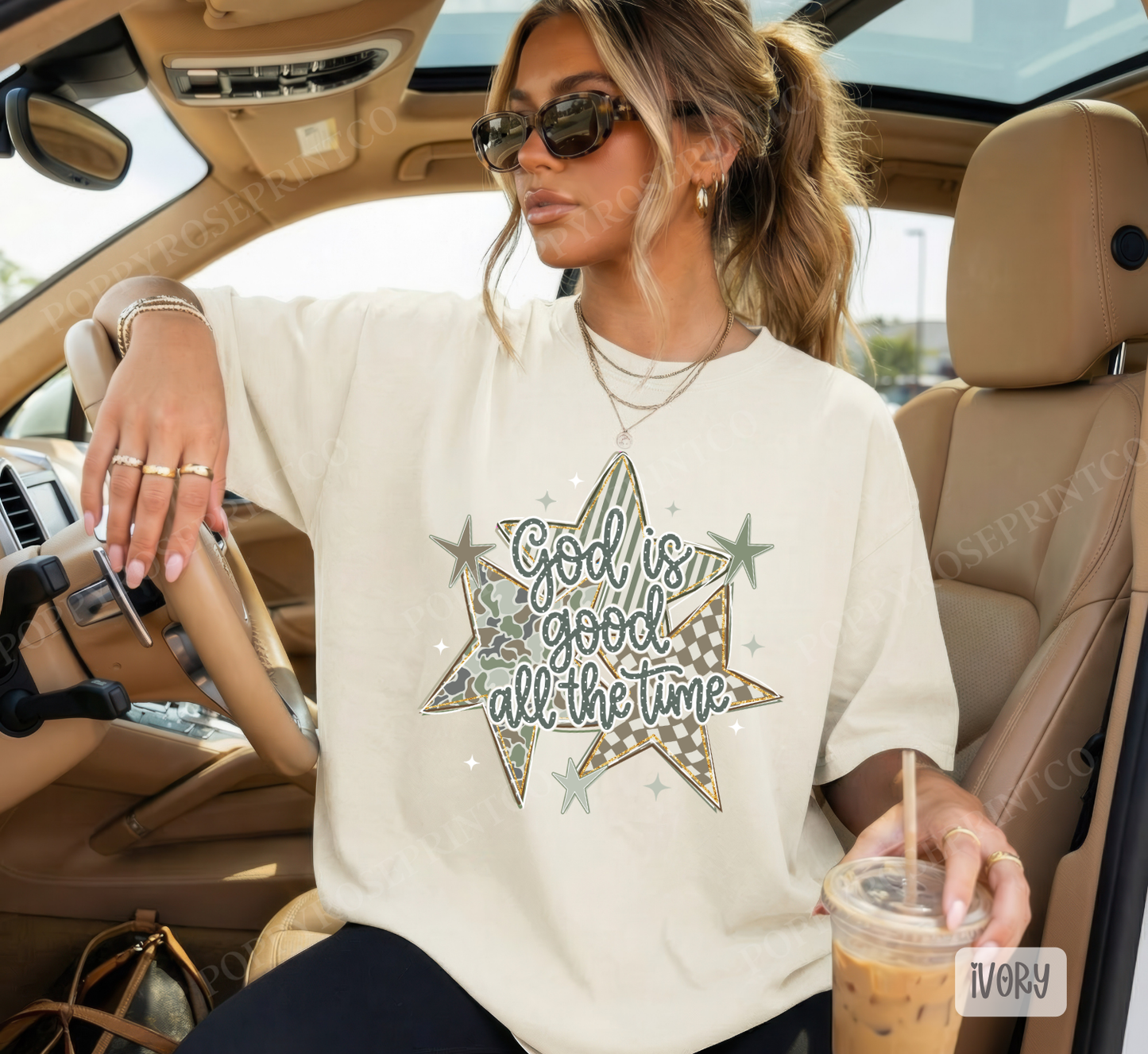 Camo God is God Stars Comfort Colors Shirt