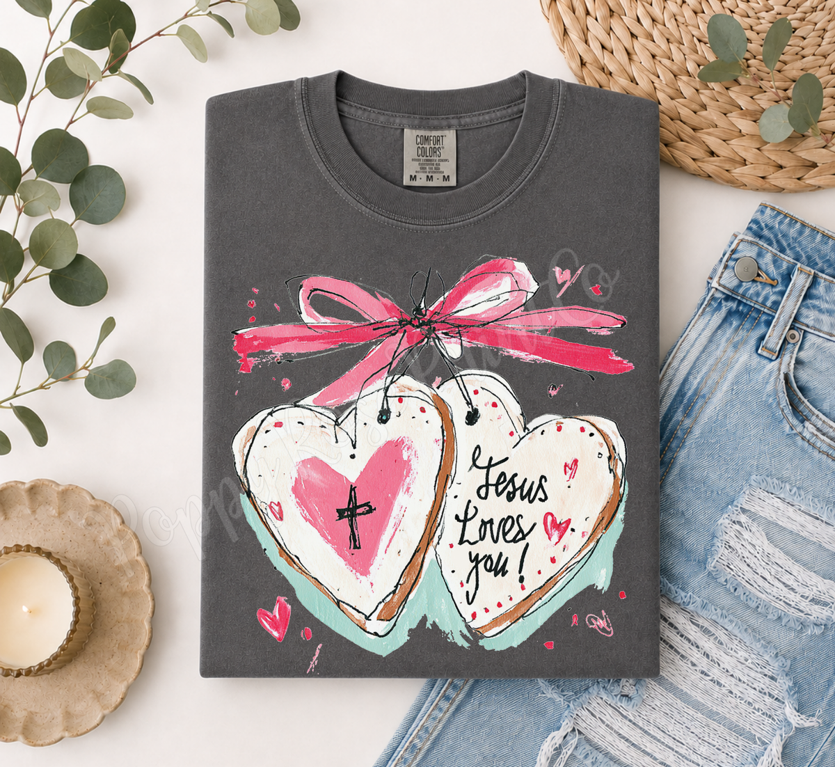 Jesus Loves You Locket Comfort Colors Shirt
