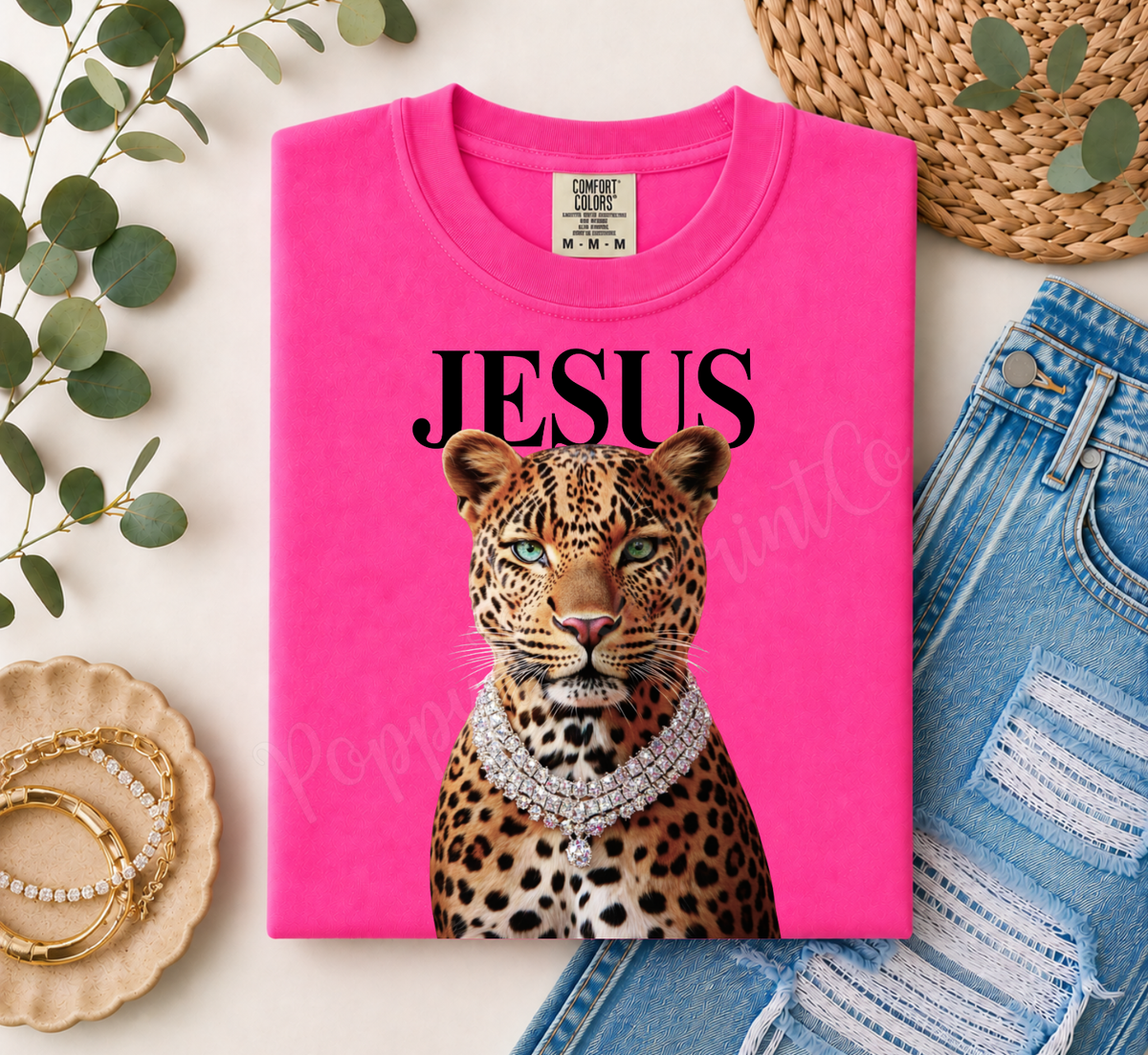 Leopard Jesus Shirt Comfort Colors